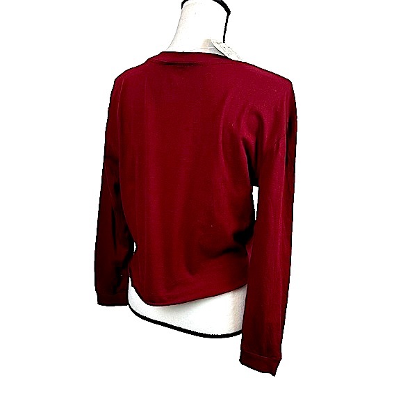 NWT Messy Bun Just Chillin Long Sleeve Colorado Crop in Burgundy Wine Color Sz S - Picture 6 of 16